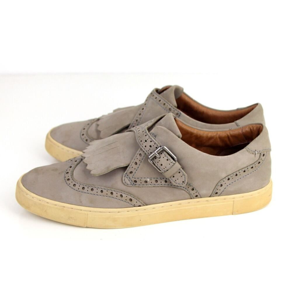 Frye GRAY GENUINE LEATHER SUEDE ROUND TOE COMFORT LOAFER FLATS SHOES Size 8.5M - Picture 5 of 12